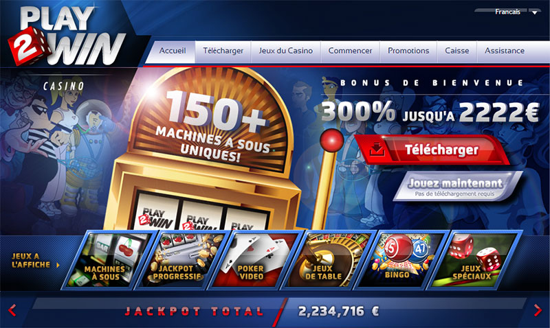 page d'accueil du casino